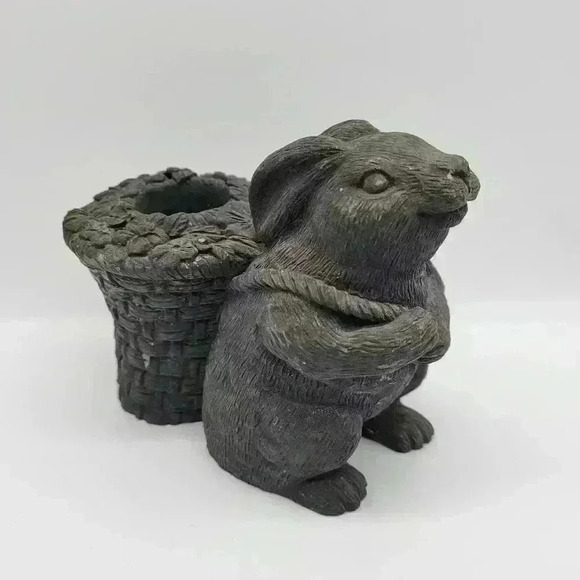 Other - RARE Piece Rabbit Bunny Ressin Candle holder Pulling Basket